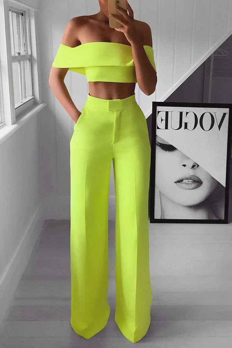 2 Piece Set Clothes Wide Leg Pant Suits Cropped Top & Long Pants