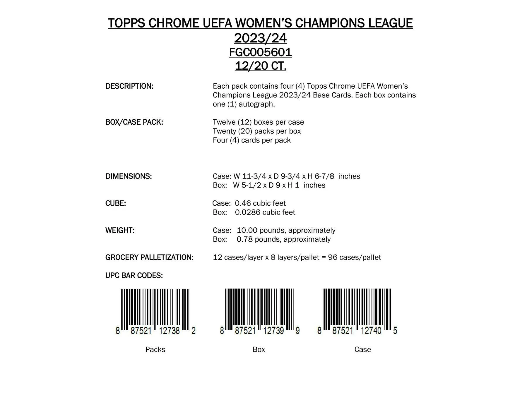 2023-24 Topps Chrome UEFA Women's Champions League Soccer Hobby Box