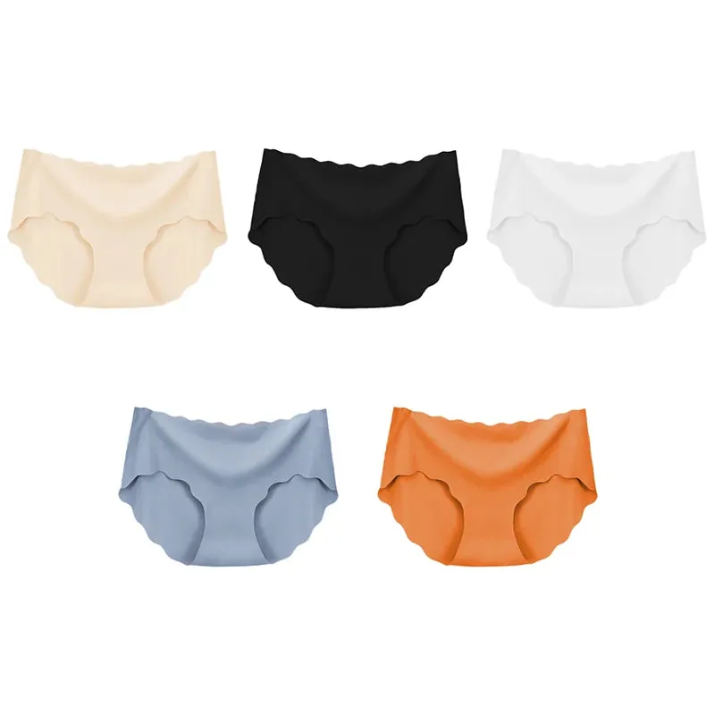 3Pcs/Set Seamless Underwear Silk Women's Solid Color Panties Lady Ruffle Underpants Girls Briefs Invisible Panty Sexy Lingerie