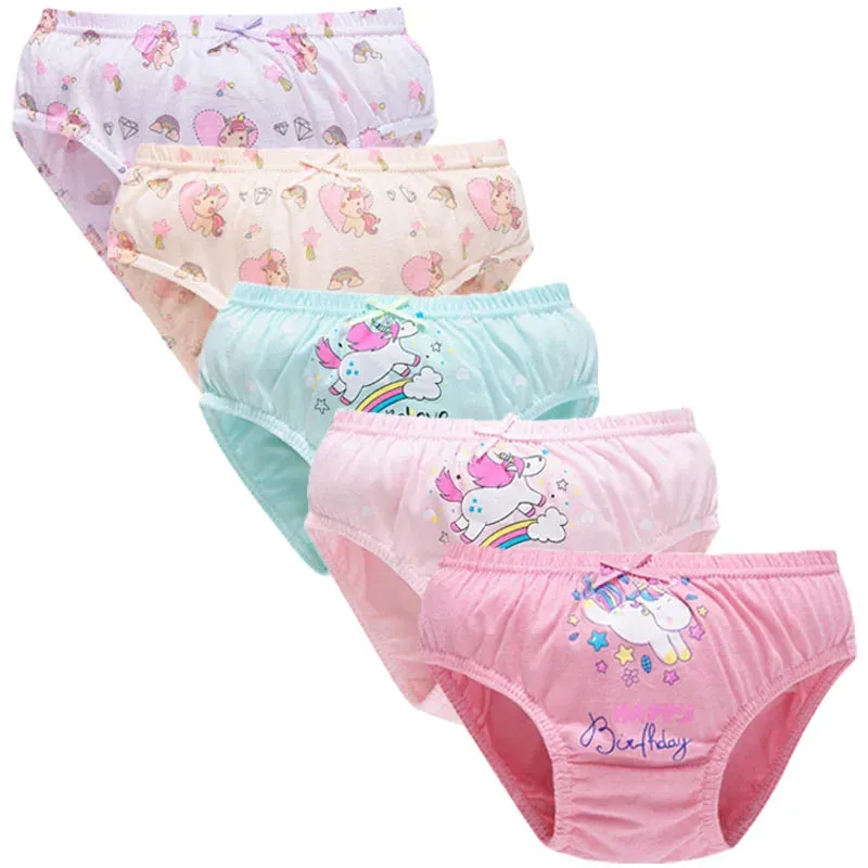 5Pcs/Set Assorted Styles Cute Cartoon Girls Underwear Panties Cotton Panty Girl Children Soft Underpants Breathable Girls Briefs