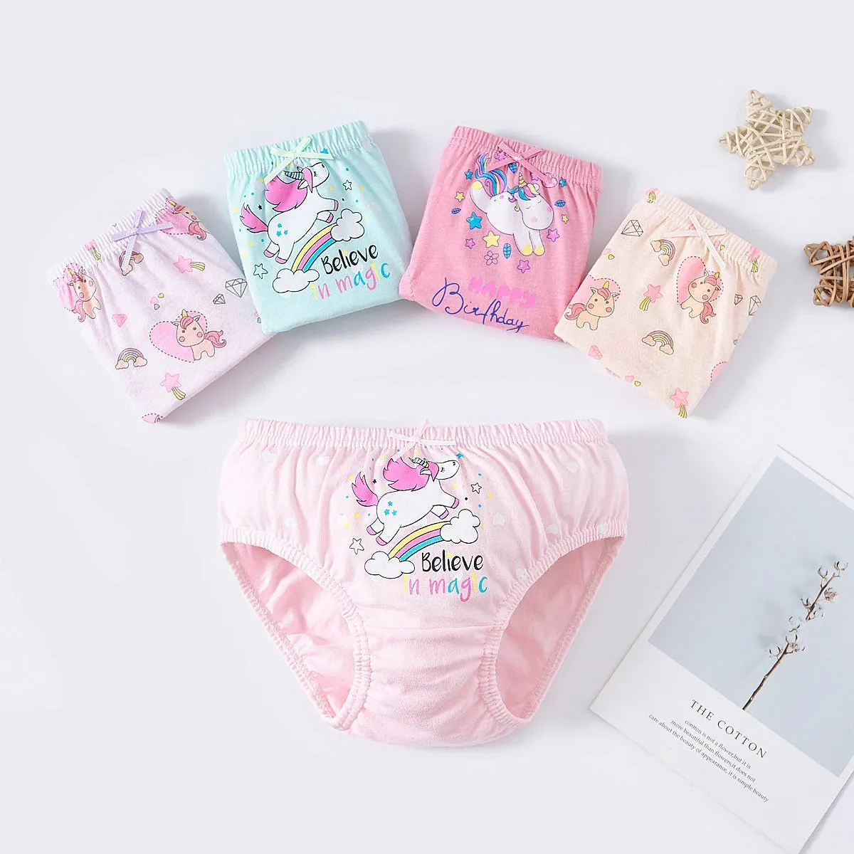 5Pcs/Set Assorted Styles Cute Cartoon Girls Underwear Panties Cotton Panty Girl Children Soft Underpants Breathable Girls Briefs