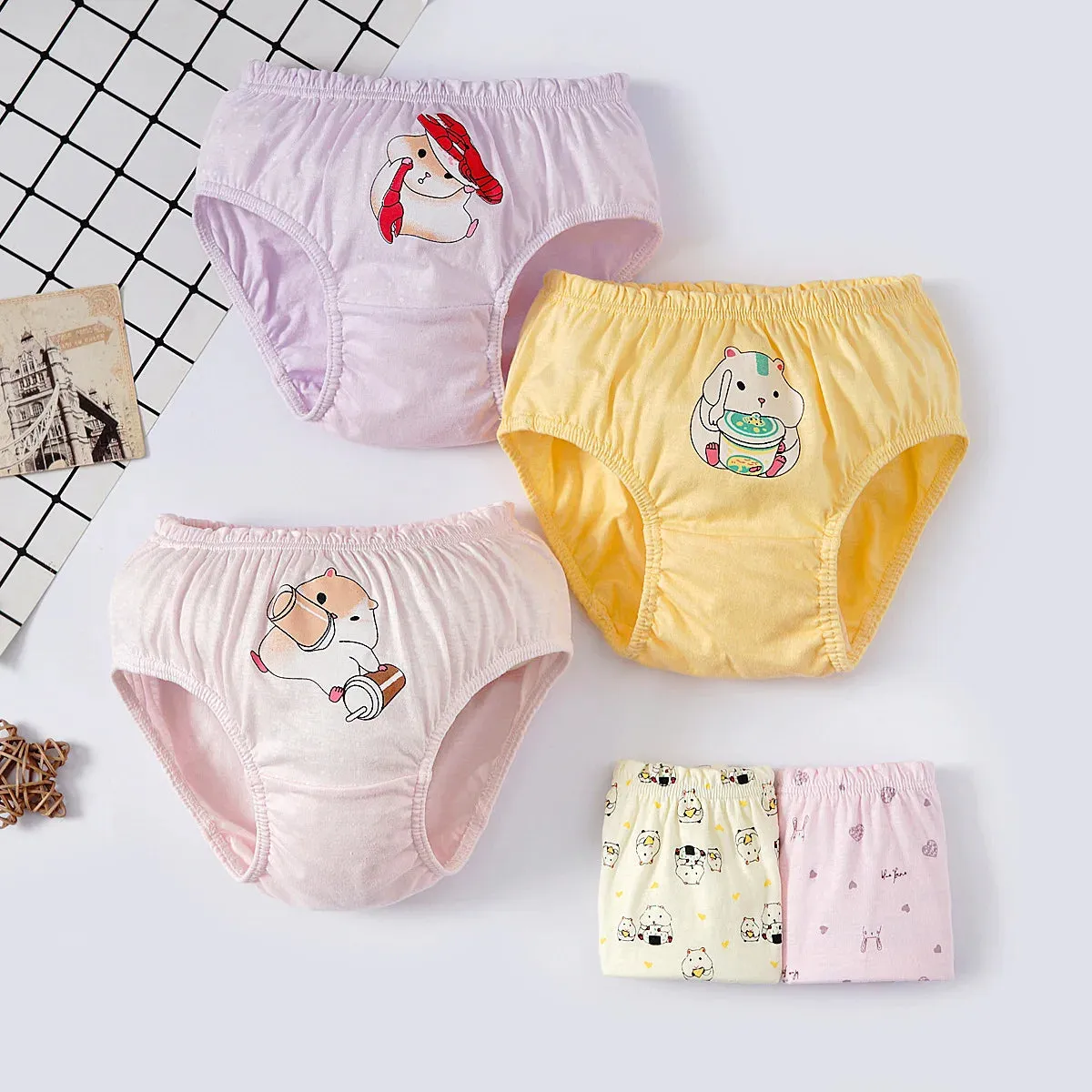 5Pcs/Set Assorted Styles Cute Cartoon Girls Underwear Panties Cotton Panty Girl Children Soft Underpants Breathable Girls Briefs