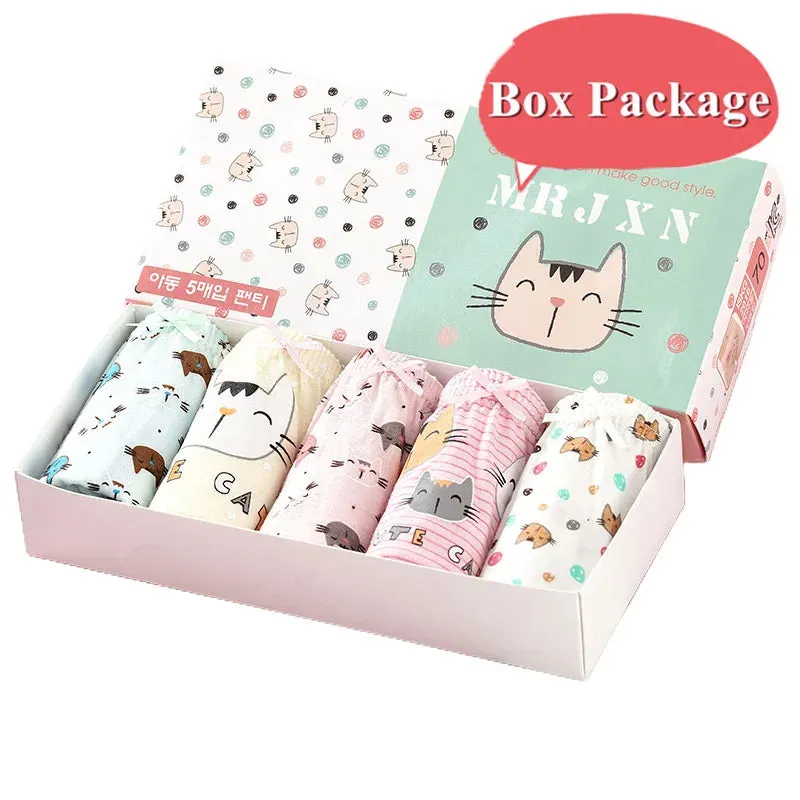 5Pcs/Set Children Underwear For Girls Cotton Soft Baby Girl Briefs Cute Cartoon Kids Triangle Underpants Exquisite Box Packaging