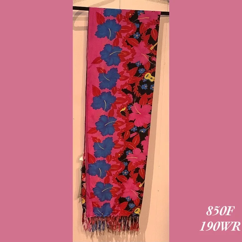 850F - 190WR , Fringed scarf floral print