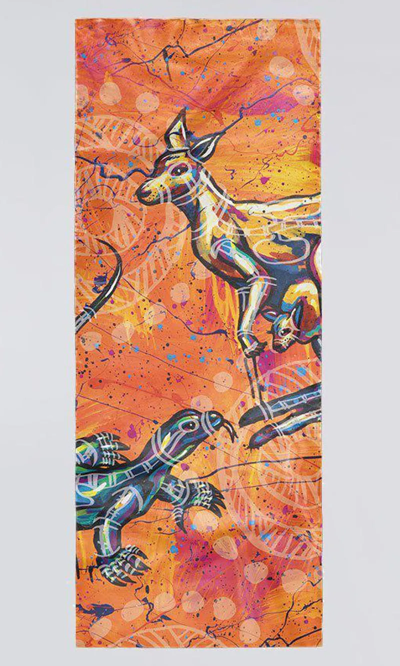 Aboriginal Art Scarf Kangaroo & Goanna Dreaming