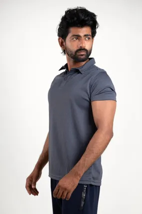 Active Dark Gray Polo Tshirt  For Man