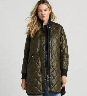 Adroit Libby Quilted Full Zip  Coat - Army Green