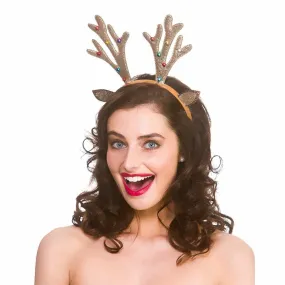 Adults Glitter Reindeer Antlers Headband Christmas Fancy Dress