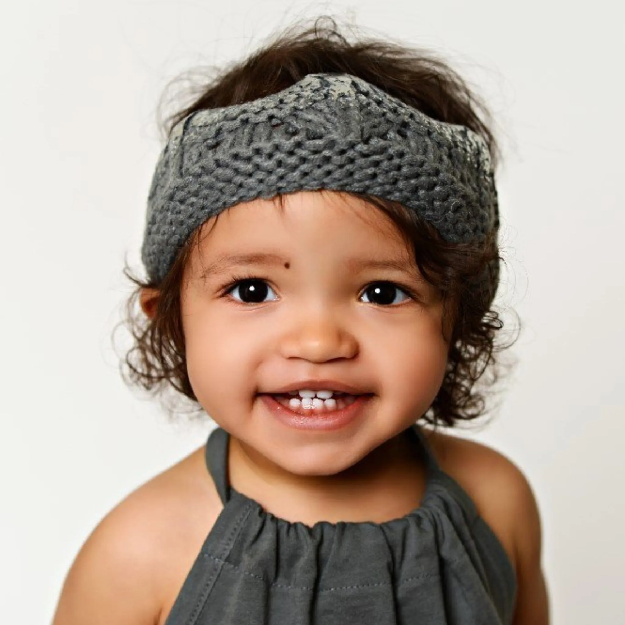 Aiden Hand-Knit Crown, Grey with Silver