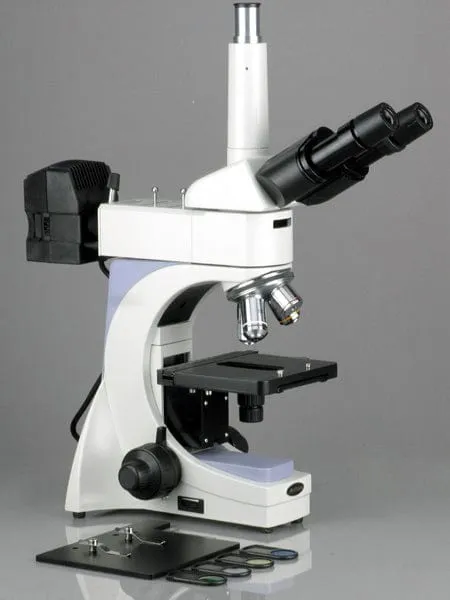 AmScope ME400 Series Infinity-corrected Metallurgical Trinocular Compound Microscope 40X-800X Magnification with 1.3MP Digital Camera