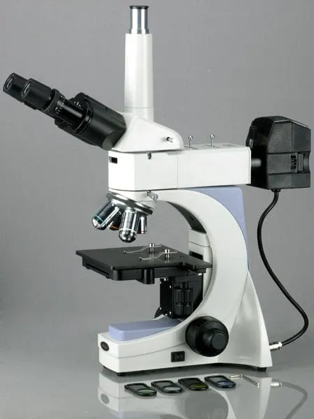 AmScope ME400 Series Infinity-corrected Metallurgical Trinocular Compound Microscope 40X-800X Magnification with 1.3MP Digital Camera