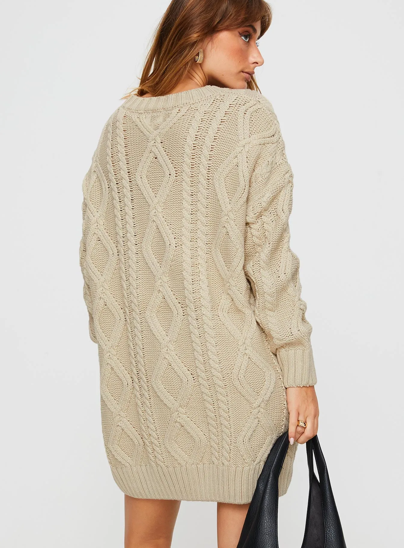 Anaya Sweater Mini Dress Beige