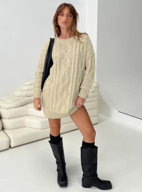 Anaya Sweater Mini Dress Beige