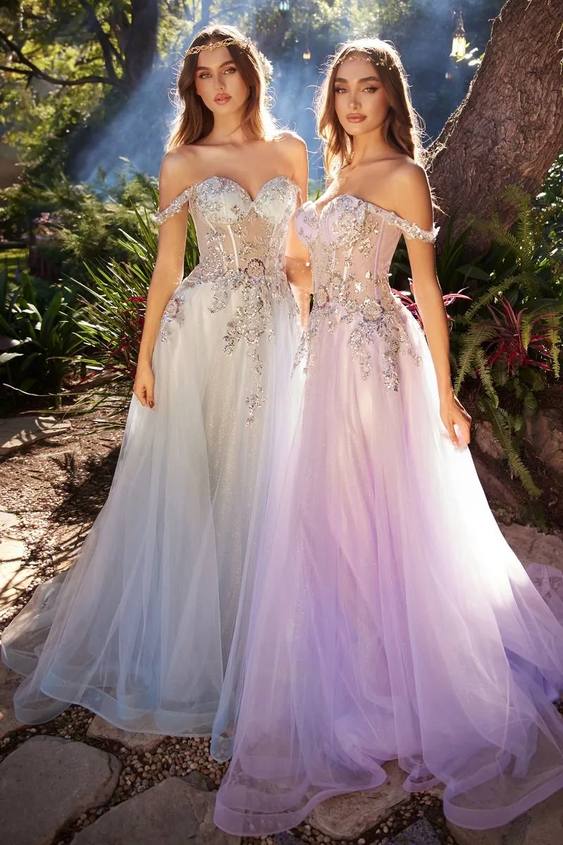 Aspirations Prom Dress Sheer Bodice Tulle Skirt Gown 6201258TWR-DustyBlue Andrea & Leo A1258  LaDivine A1258