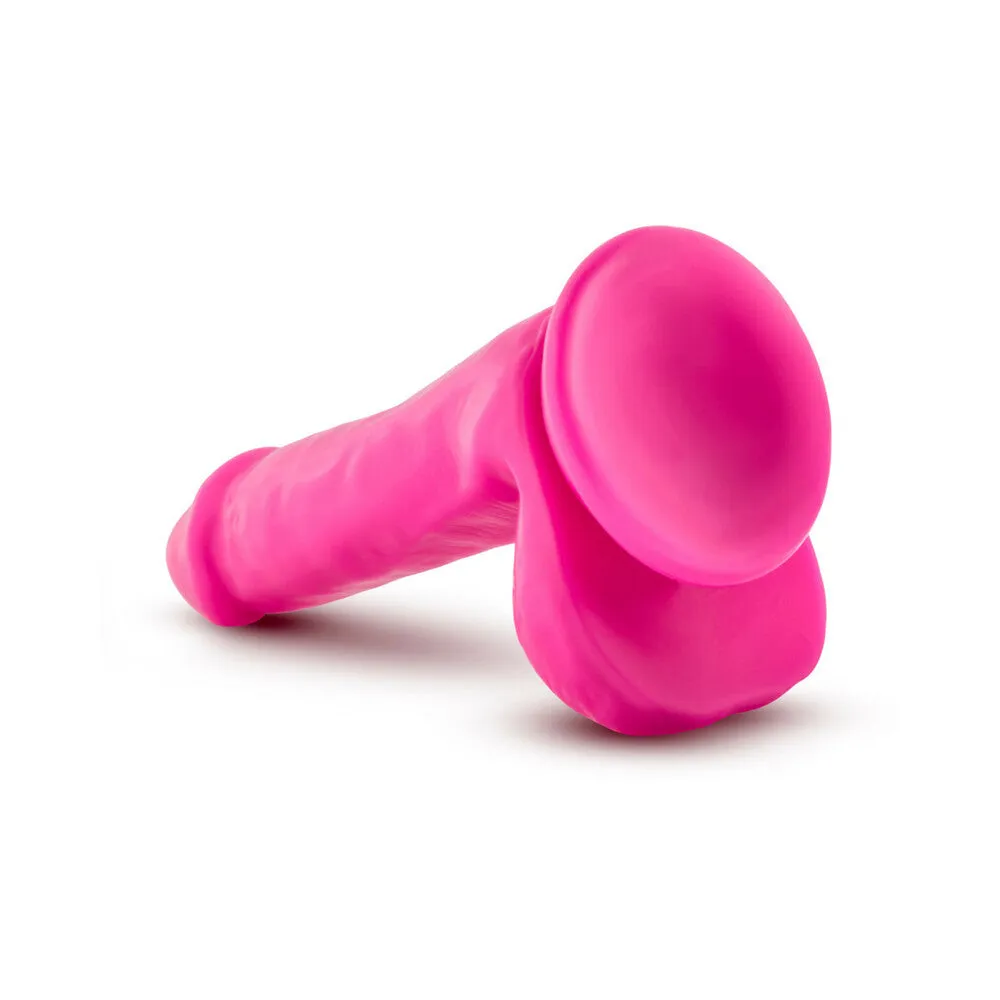 Au Naturel Bold Delight 6 in. Posable Dual Density Dildo with Balls Pink