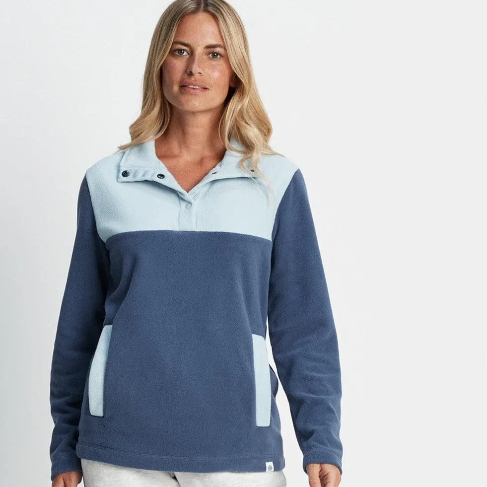 Barclay Womens Press Stud Neck Fleece - Blueberry