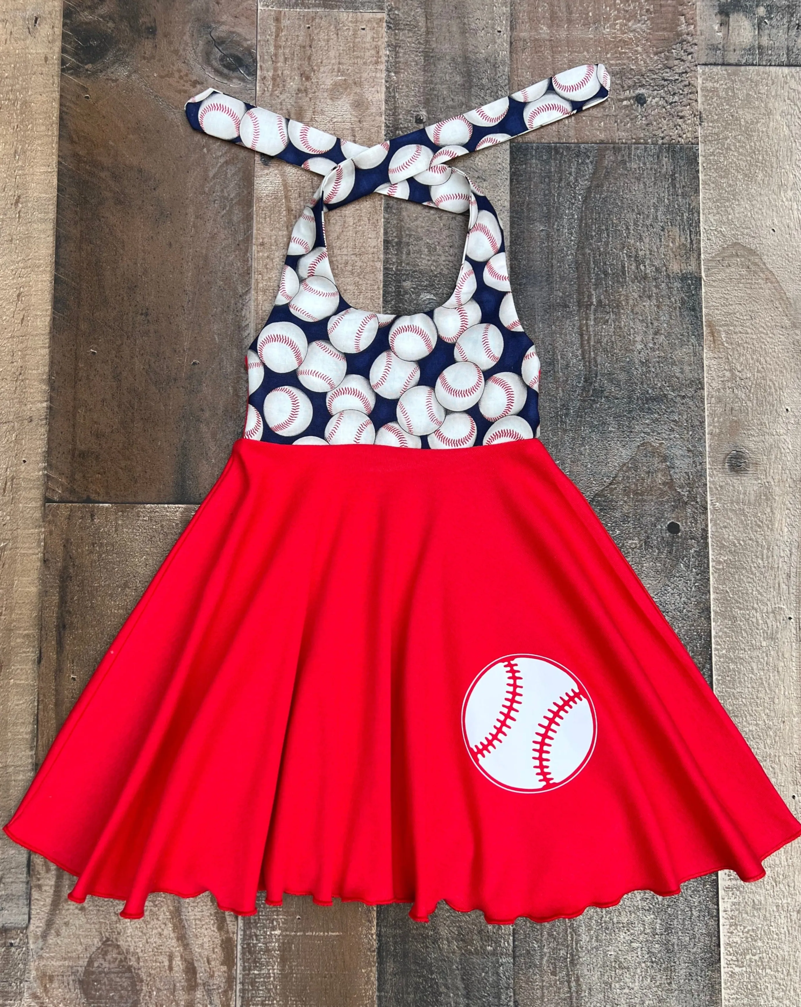 Baseball Girl Twirl Dress