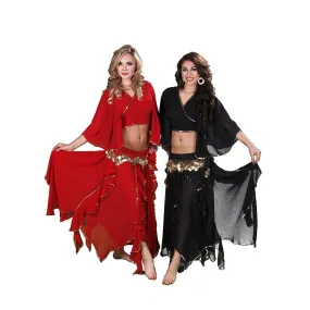 Belly Dance Chiffon Skirt, Top, & Hip Scarf Costume Set | TOURE JAMILA