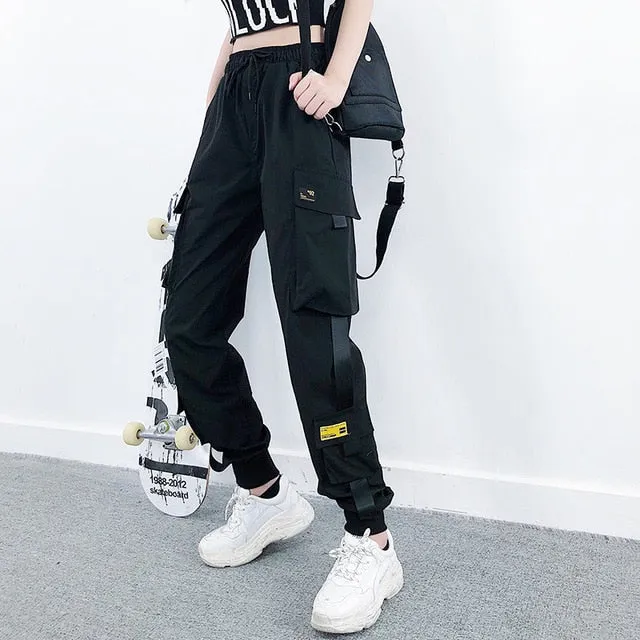 Big Pockets Cargo Pants Women High Waist Loose Streetwear Pants