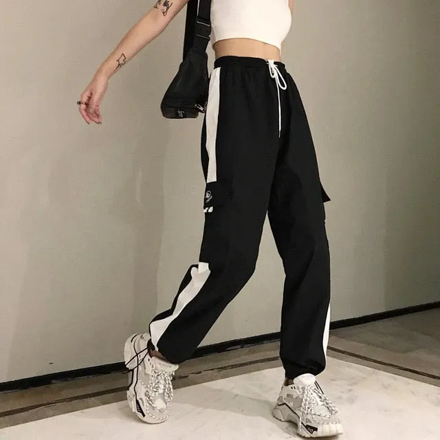 Big Pockets Cargo Pants Women High Waist Loose Streetwear Pants