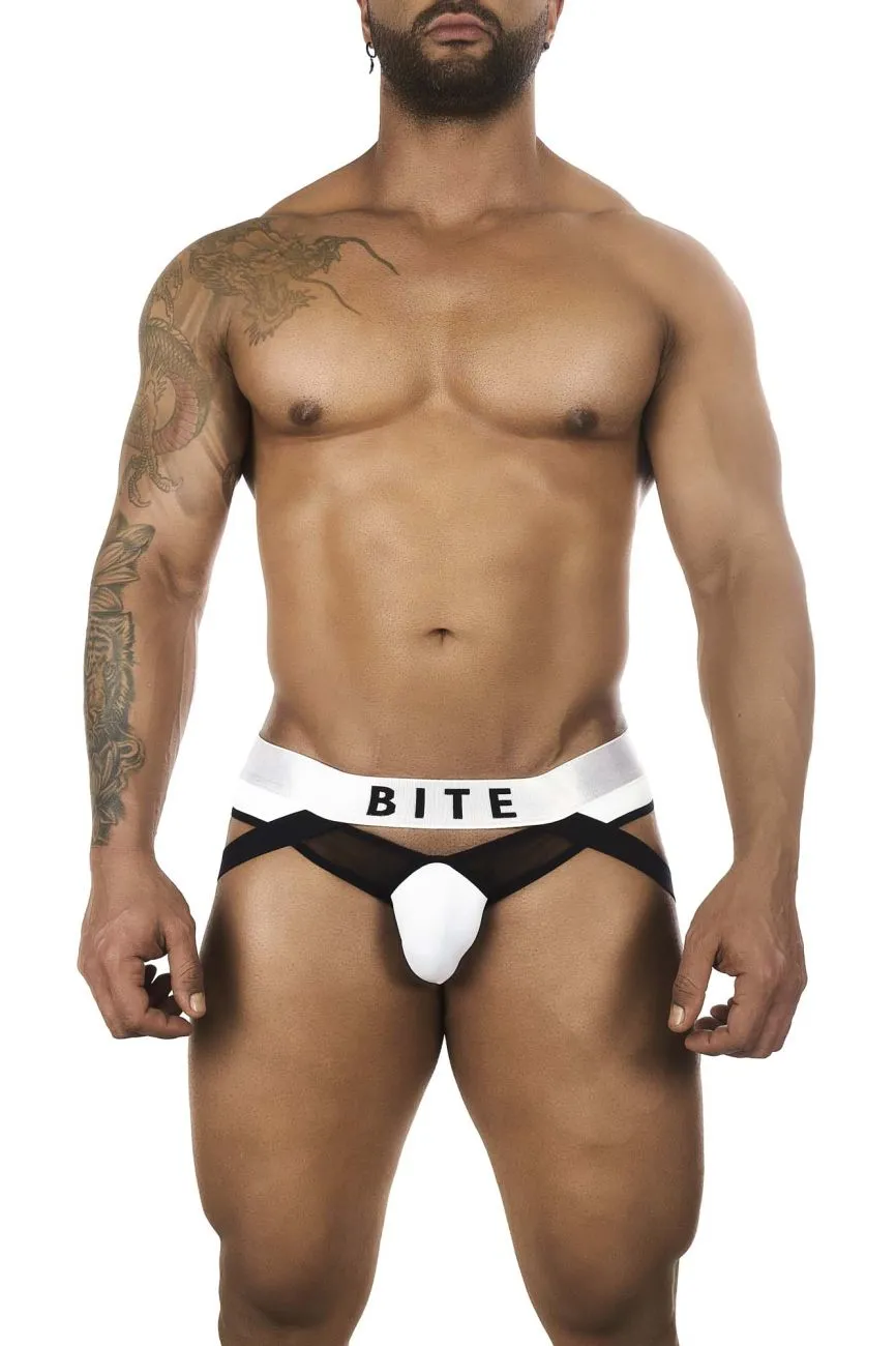 BiteWear BW2023108 Tuxedo Banana Jockstrap Color White