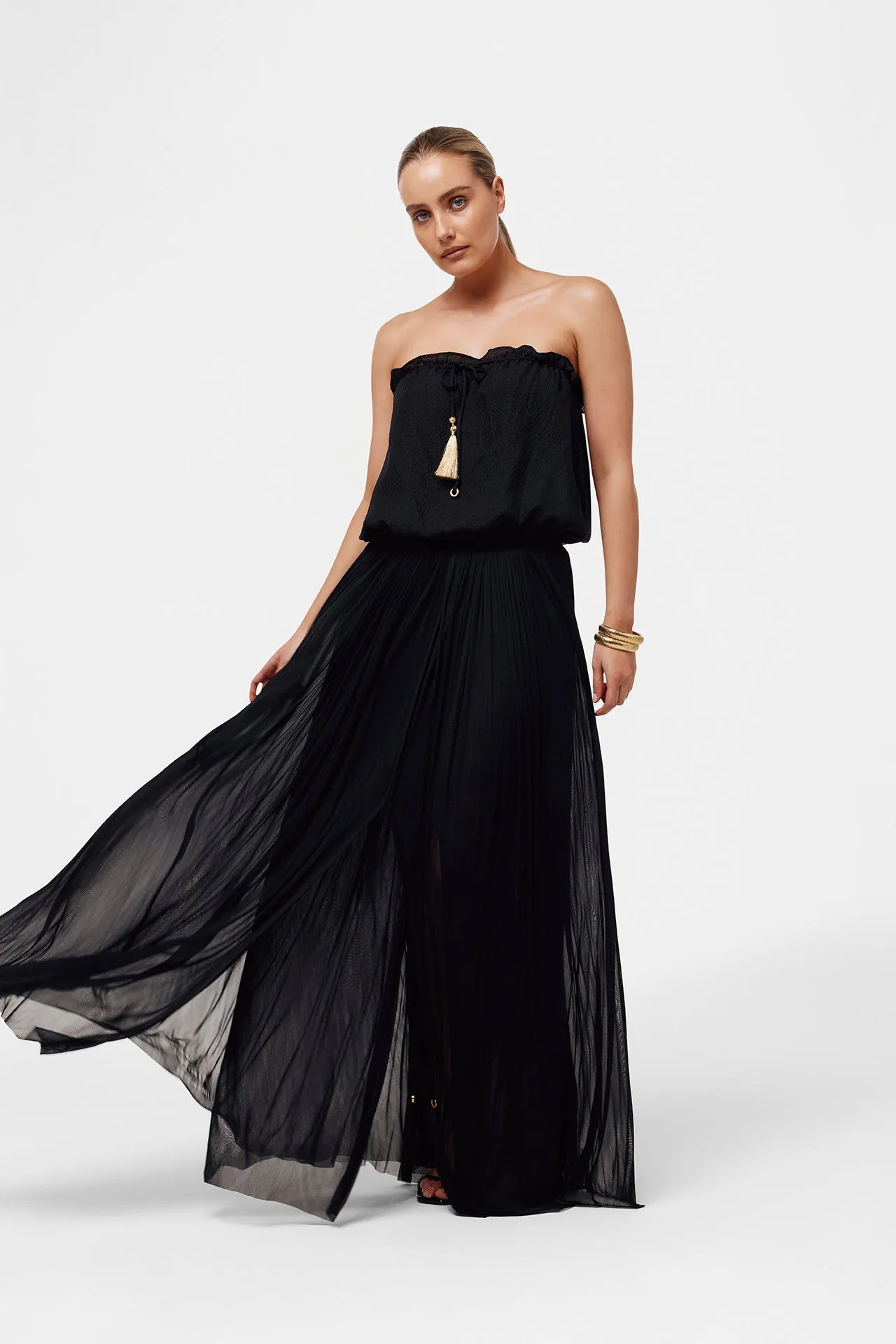 Black Silk Tulle Skirt