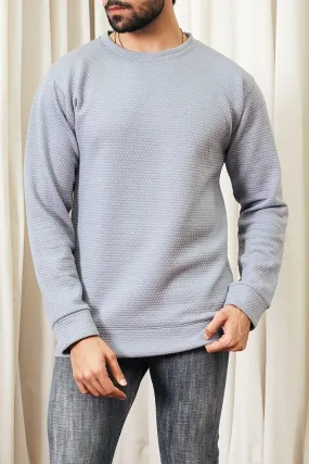 Blue Knitted Sweat Shirt For Men