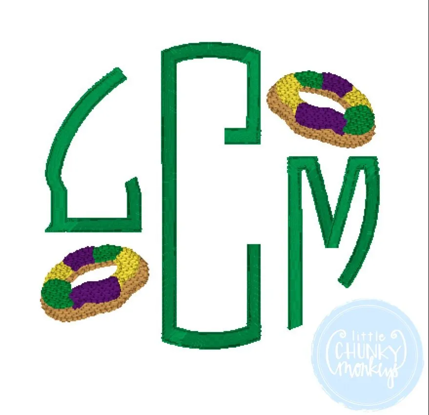 Boy Shirt - Circle Monogram with Mini King Cakes