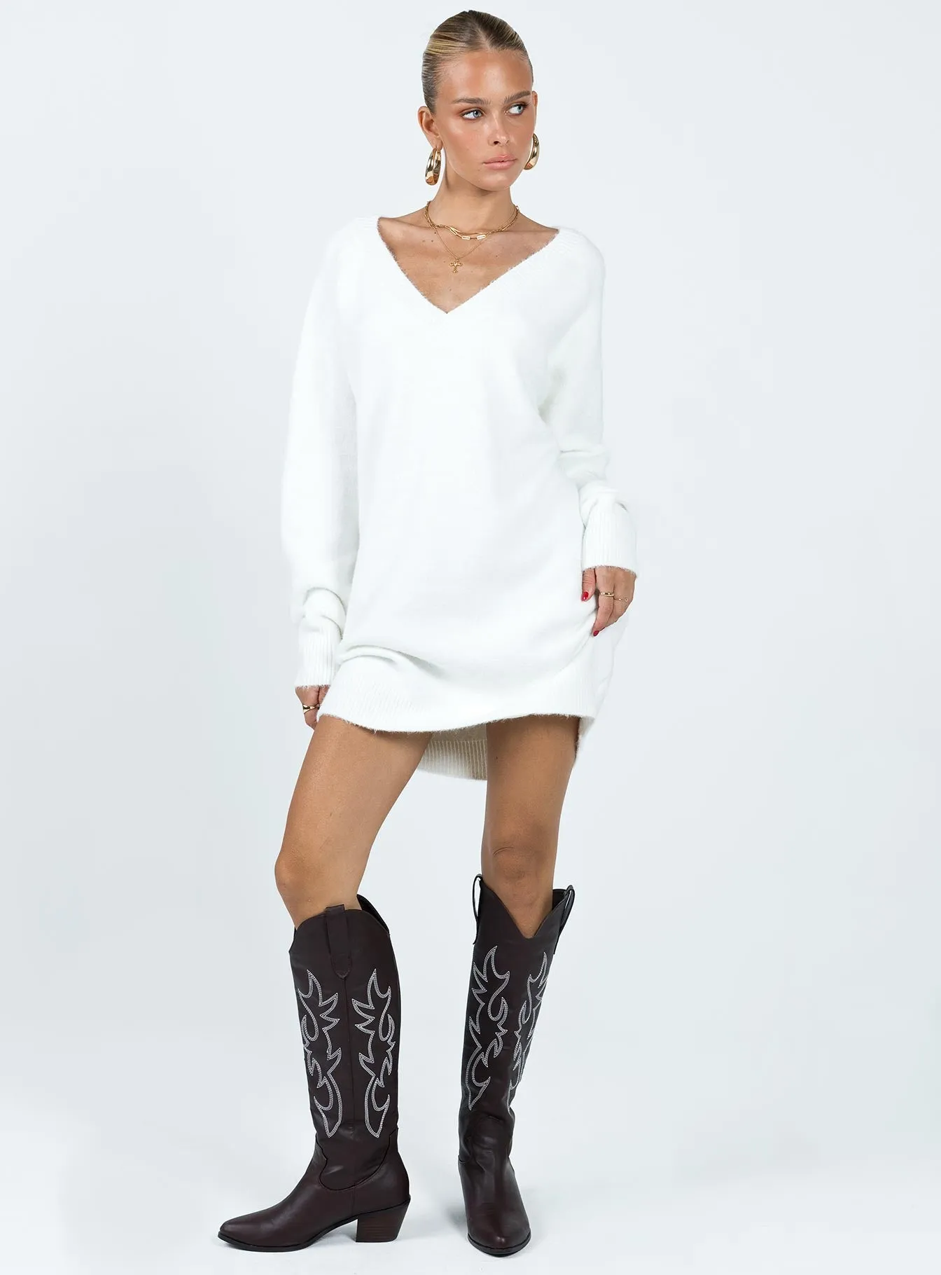 Breslin Sweater Dress Beige