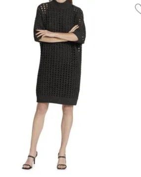 Brunello Cucinelli Cashmere Cable Knit Sweater Dress Charcoal Size S New $5395