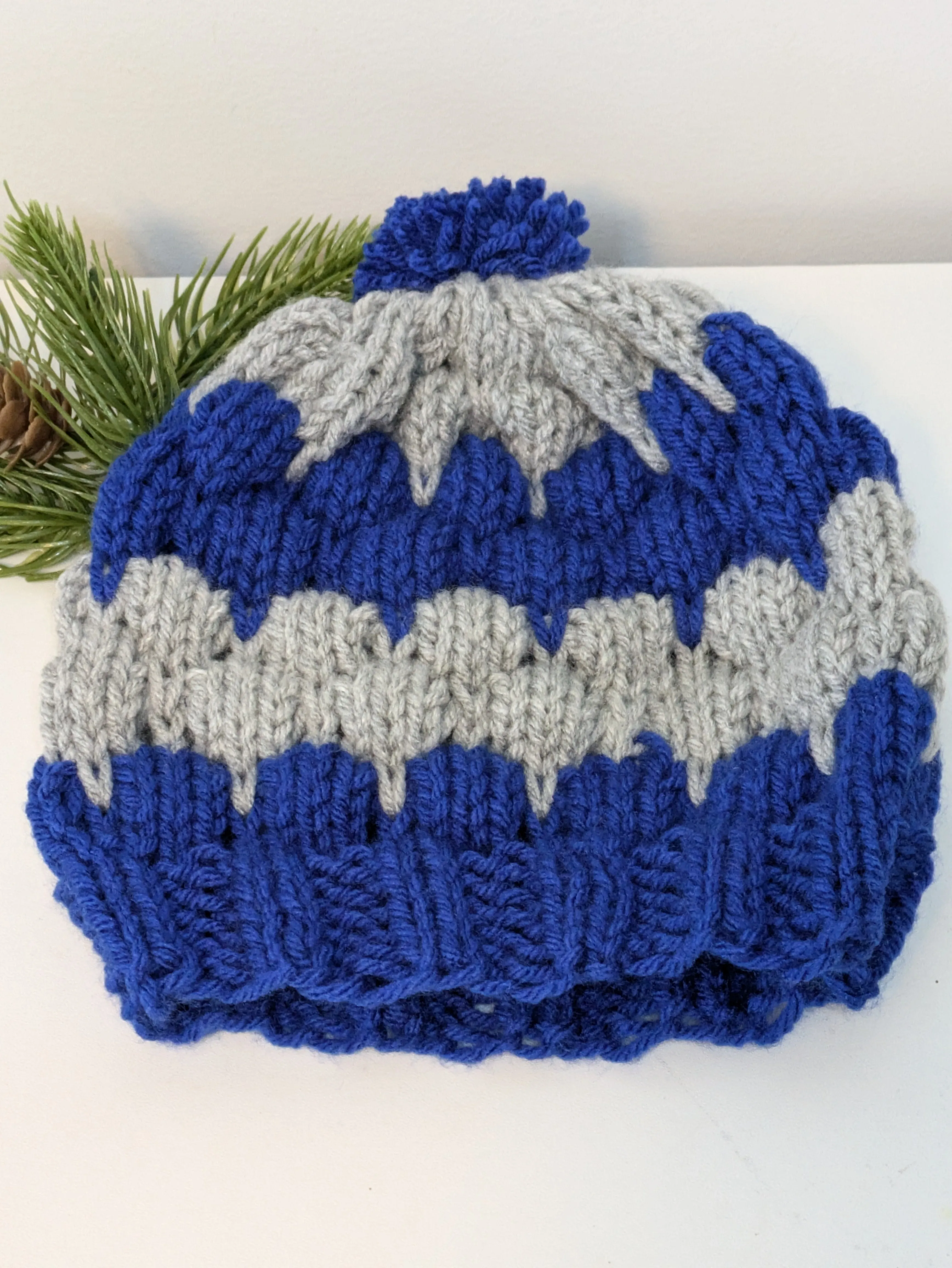 Bubble Beanie - color: Blue and Gray, size: child