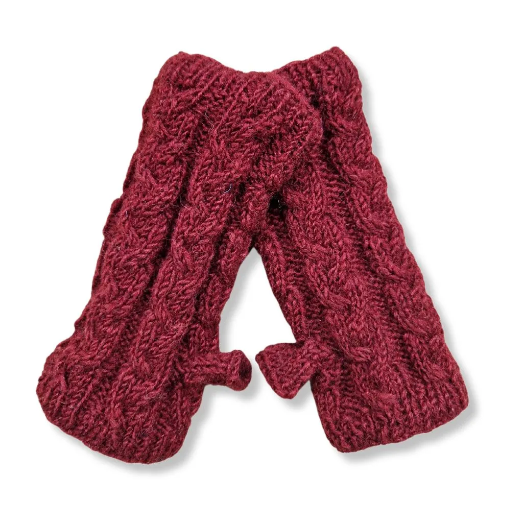 cable knit wool wrist warmers