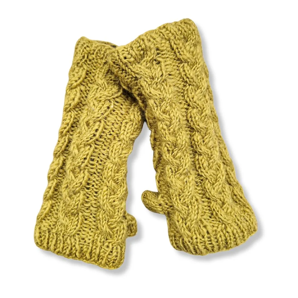 cable knit wool wrist warmers