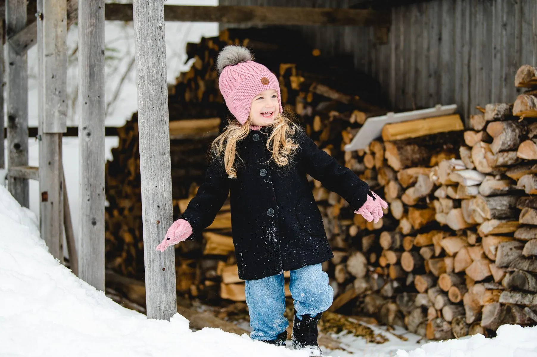 CaliKids® Pom Pom Knit Windproof Hat