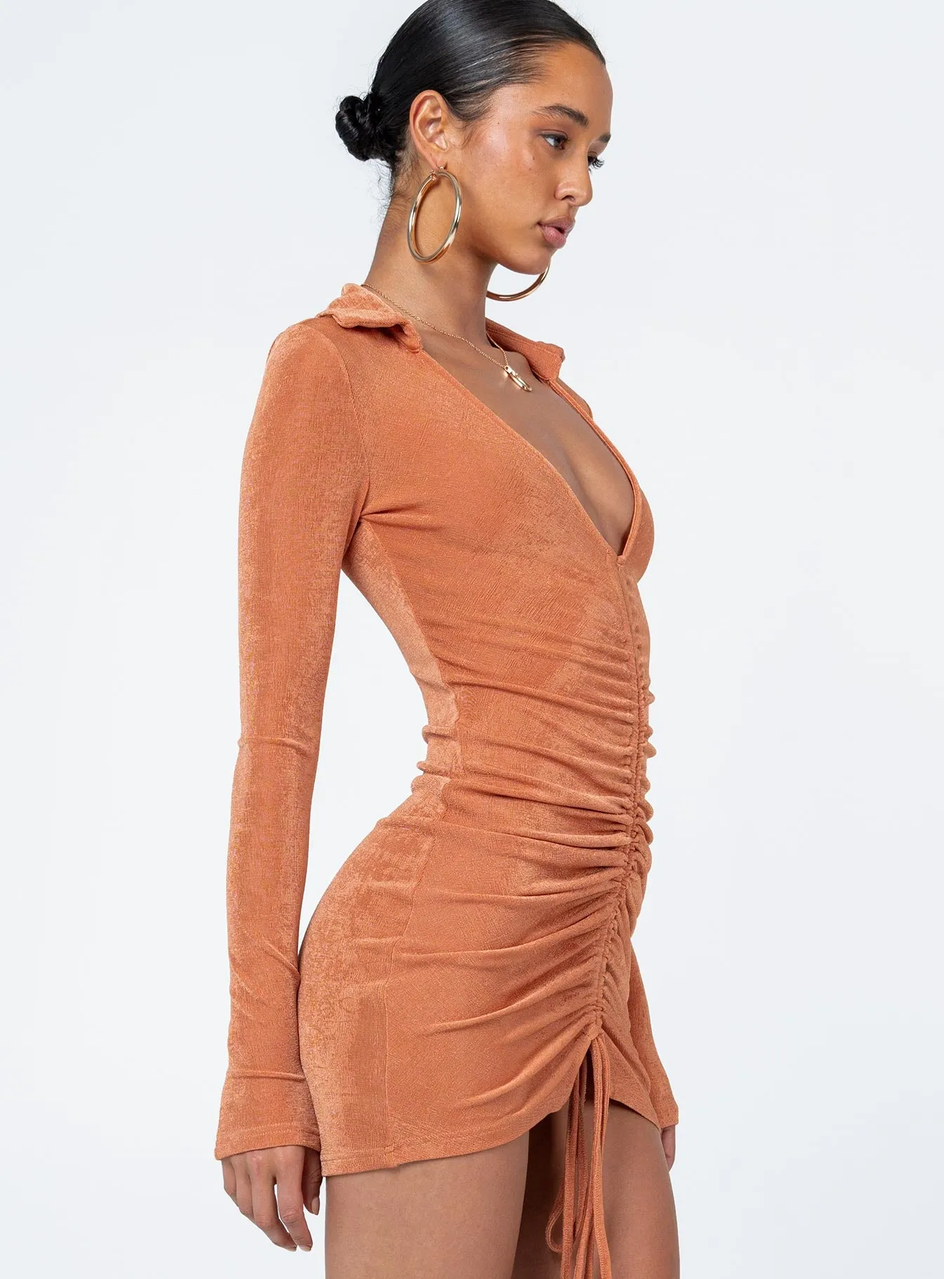 Carley Long Sleeve Mini Dress Orange