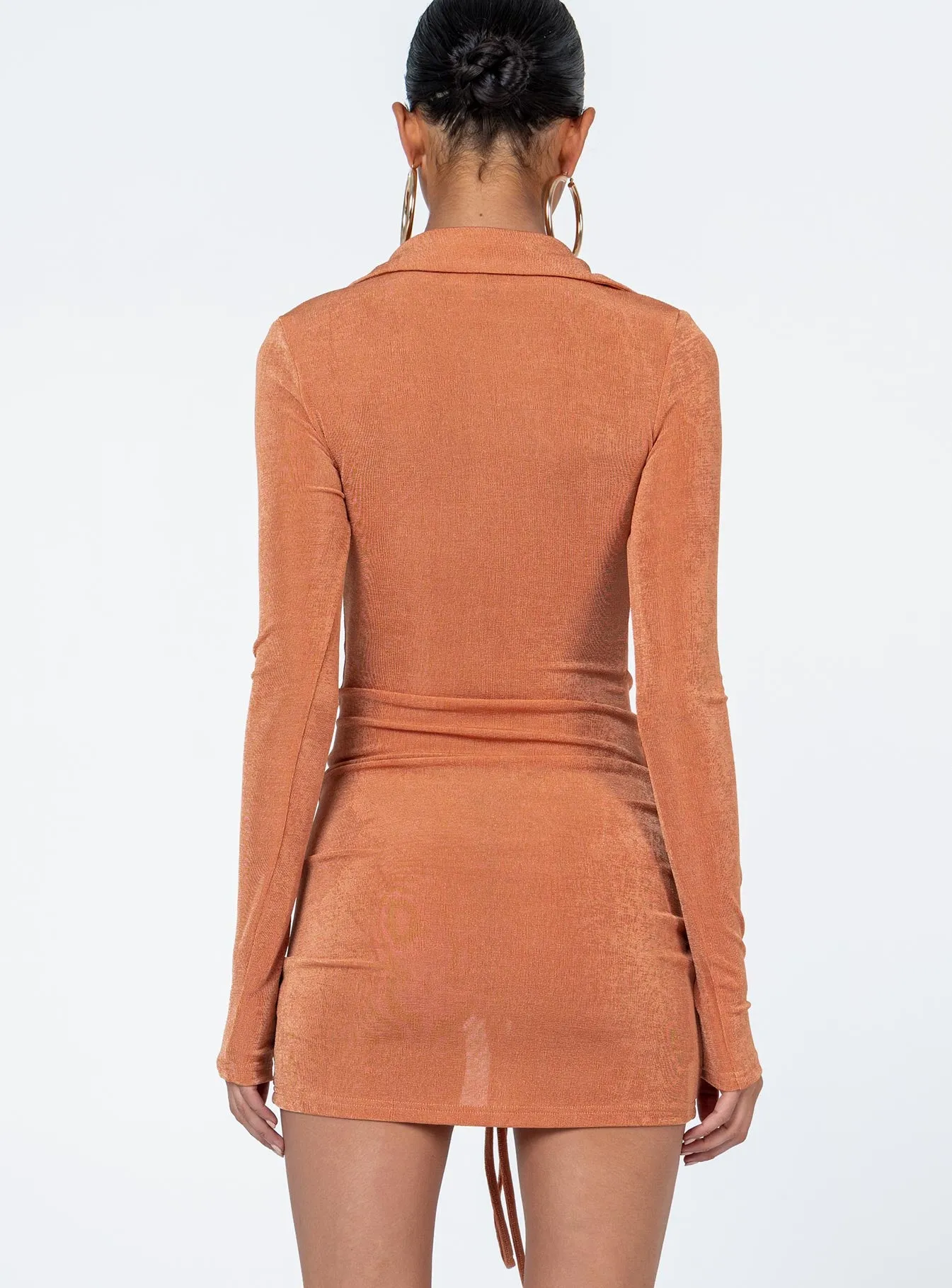 Carley Long Sleeve Mini Dress Orange