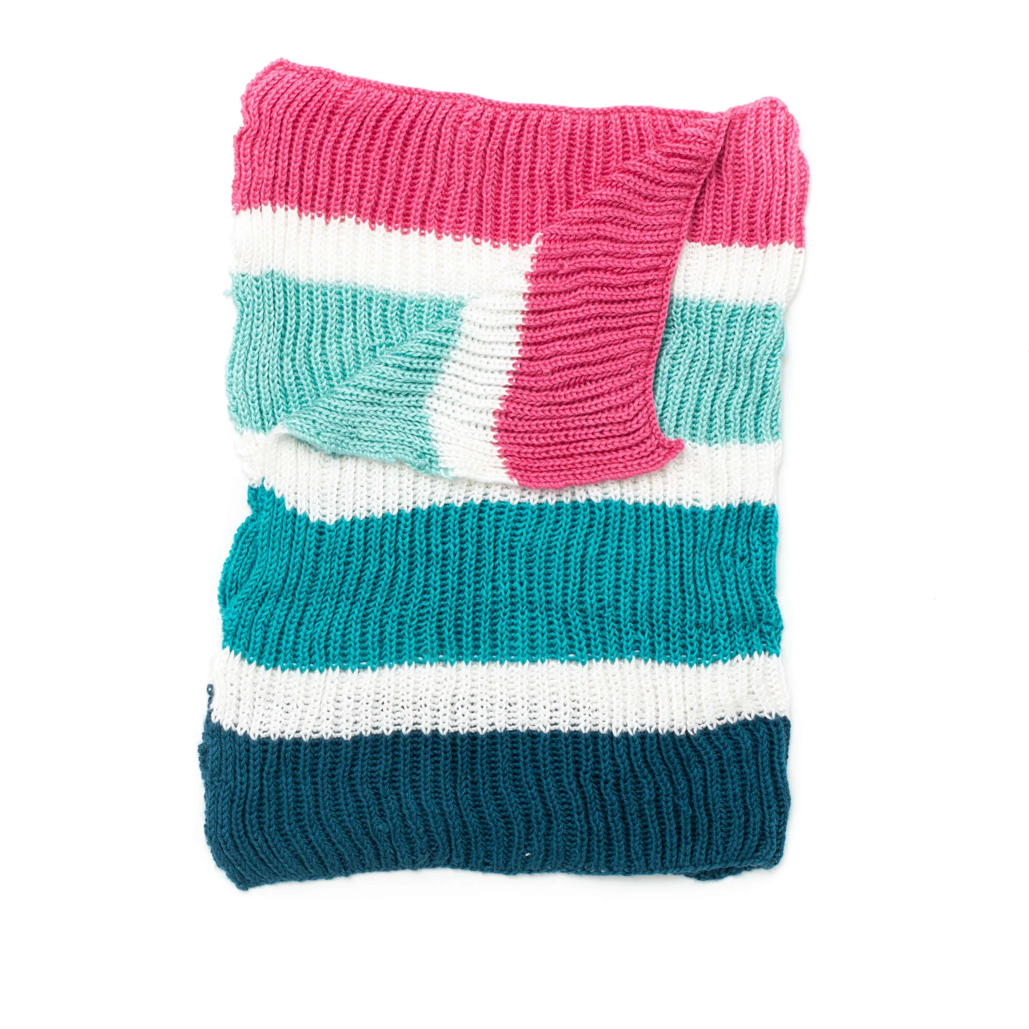 Caron Knit Beanie With Bright Pompom