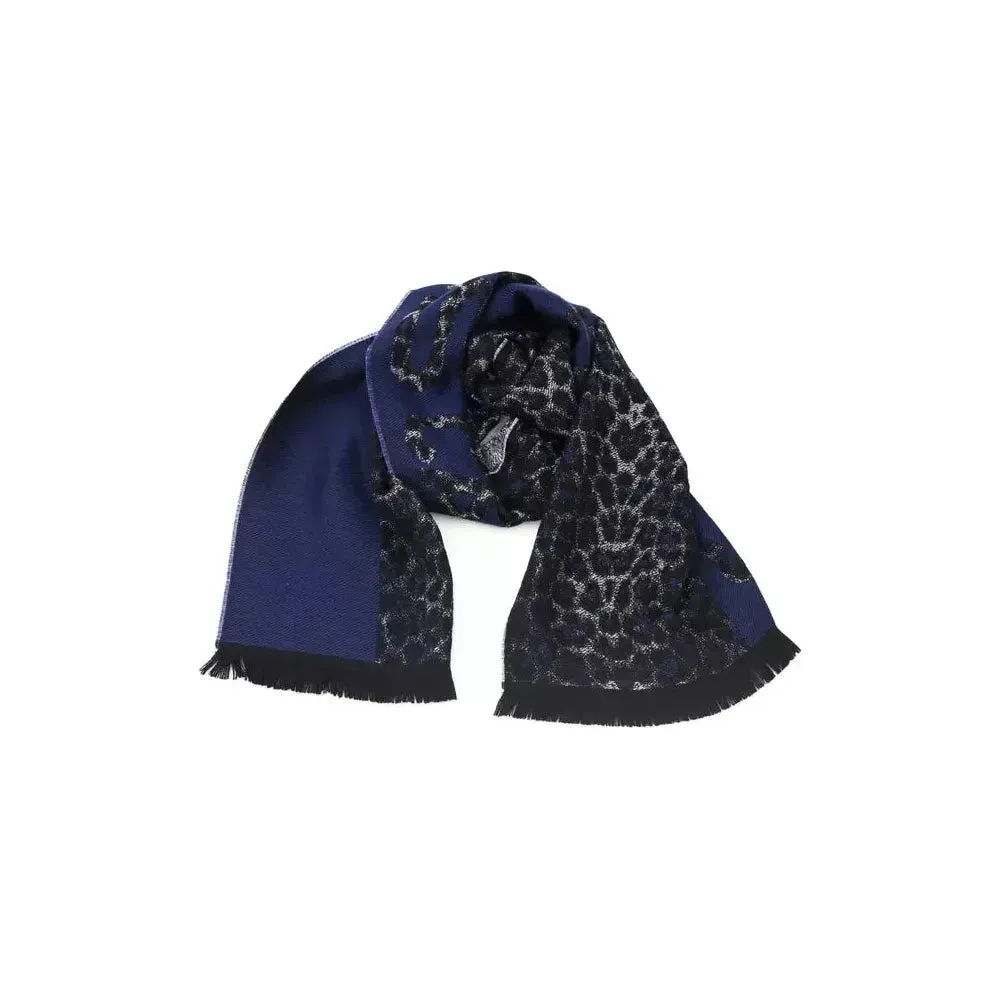 Cavalli Class Blue Wool Men Scarf