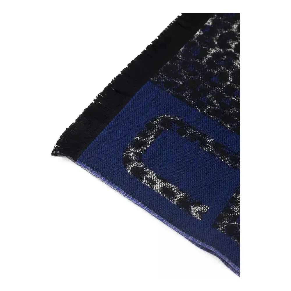 Cavalli Class Blue Wool Men Scarf