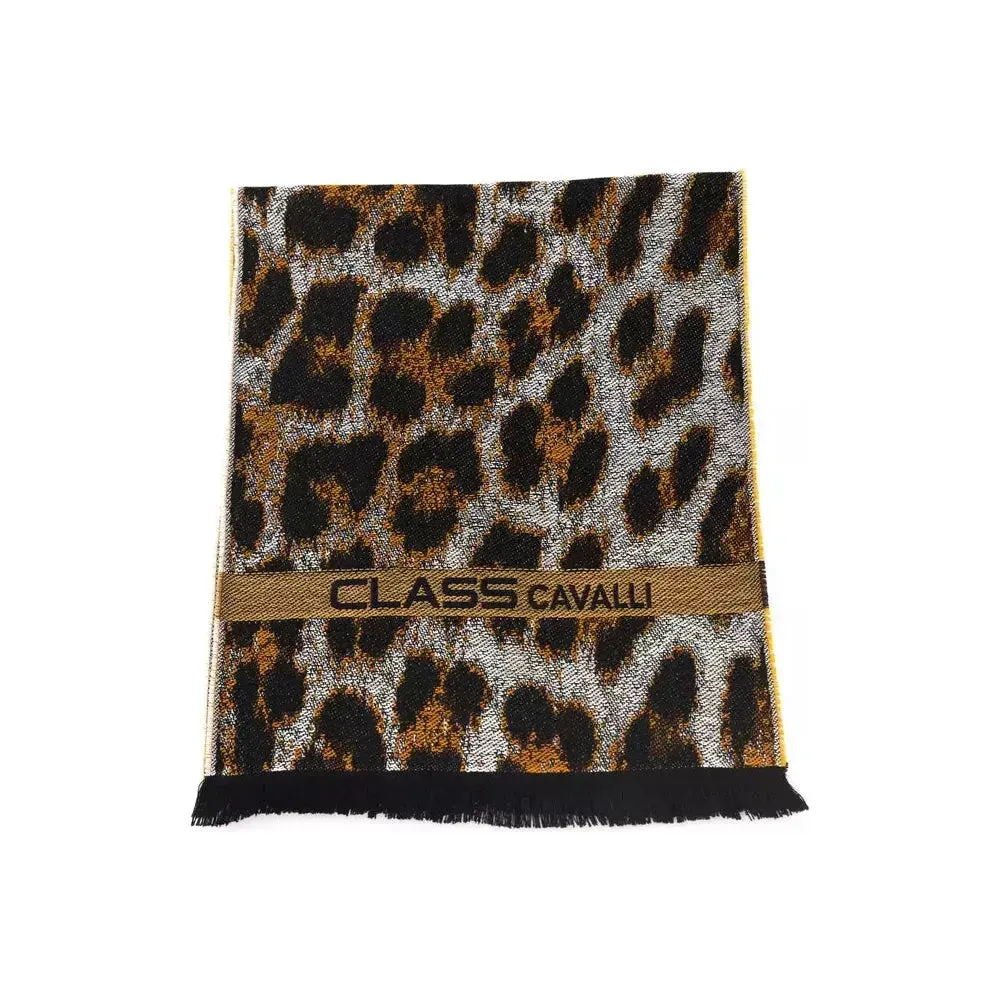 Cavalli Class Brown Wool Men Scarf