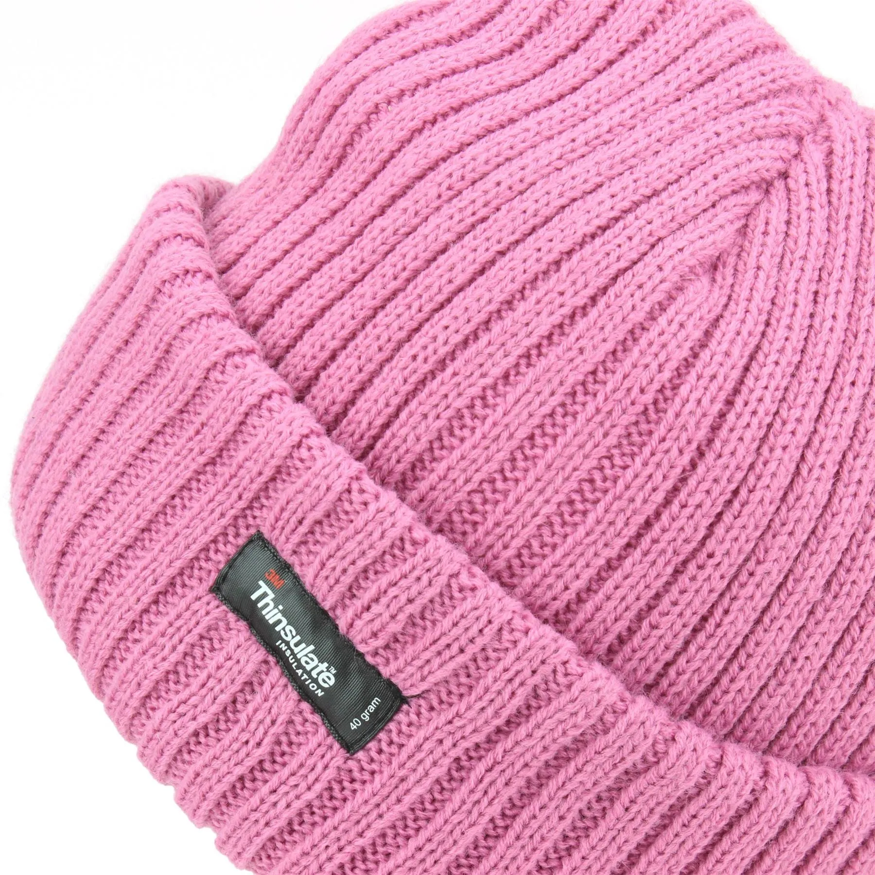 Chunky Knit Beanie Hat - Light Pink