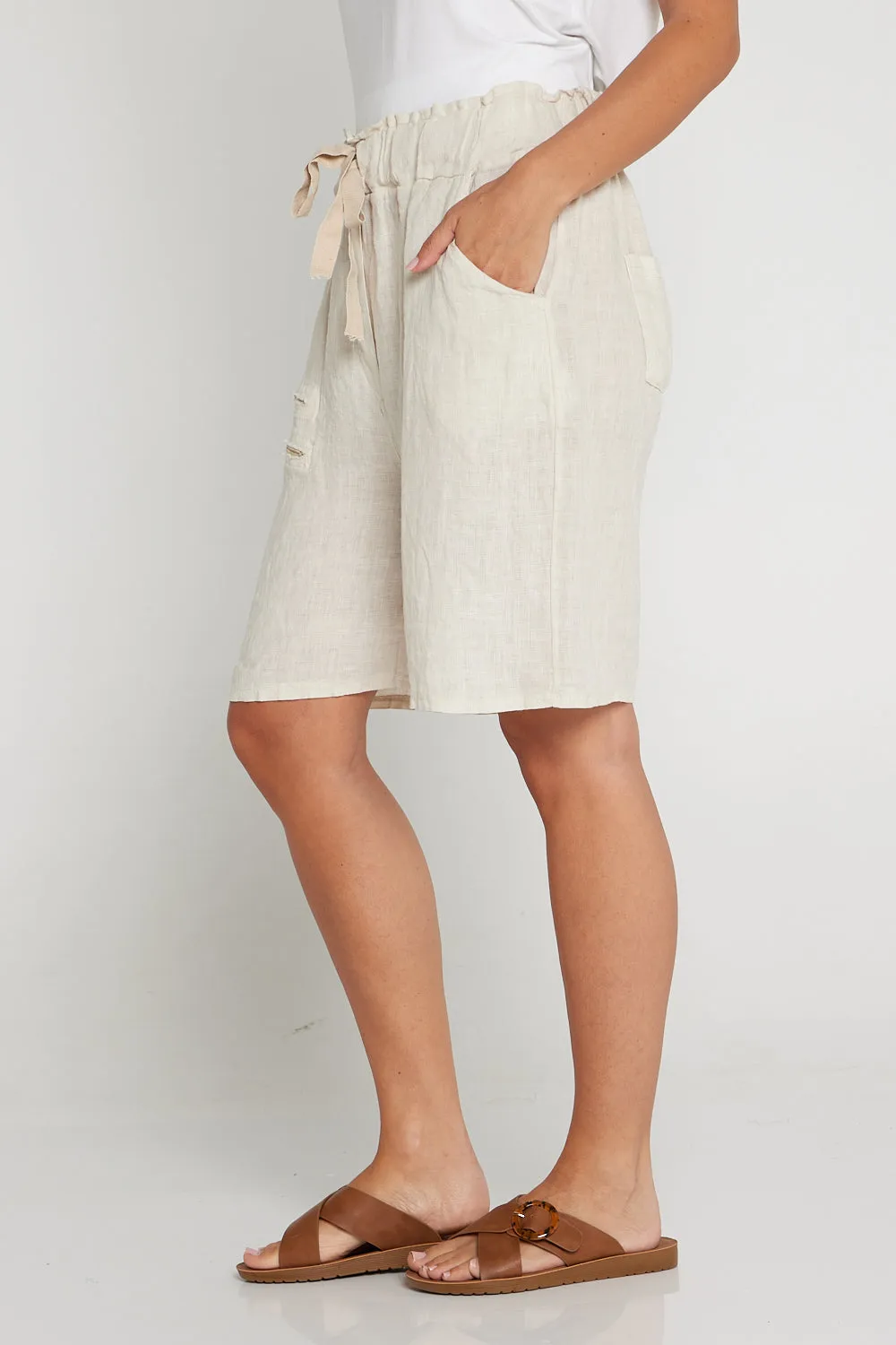 Cielo Linen Shorts - Beige