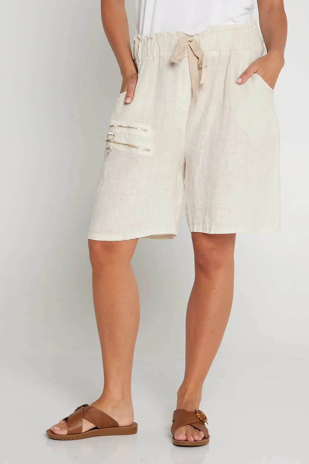 Cielo Linen Shorts - Beige