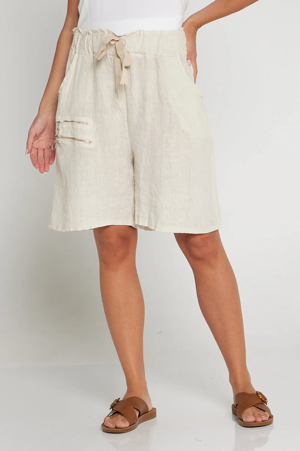 Cielo Linen Shorts - Beige