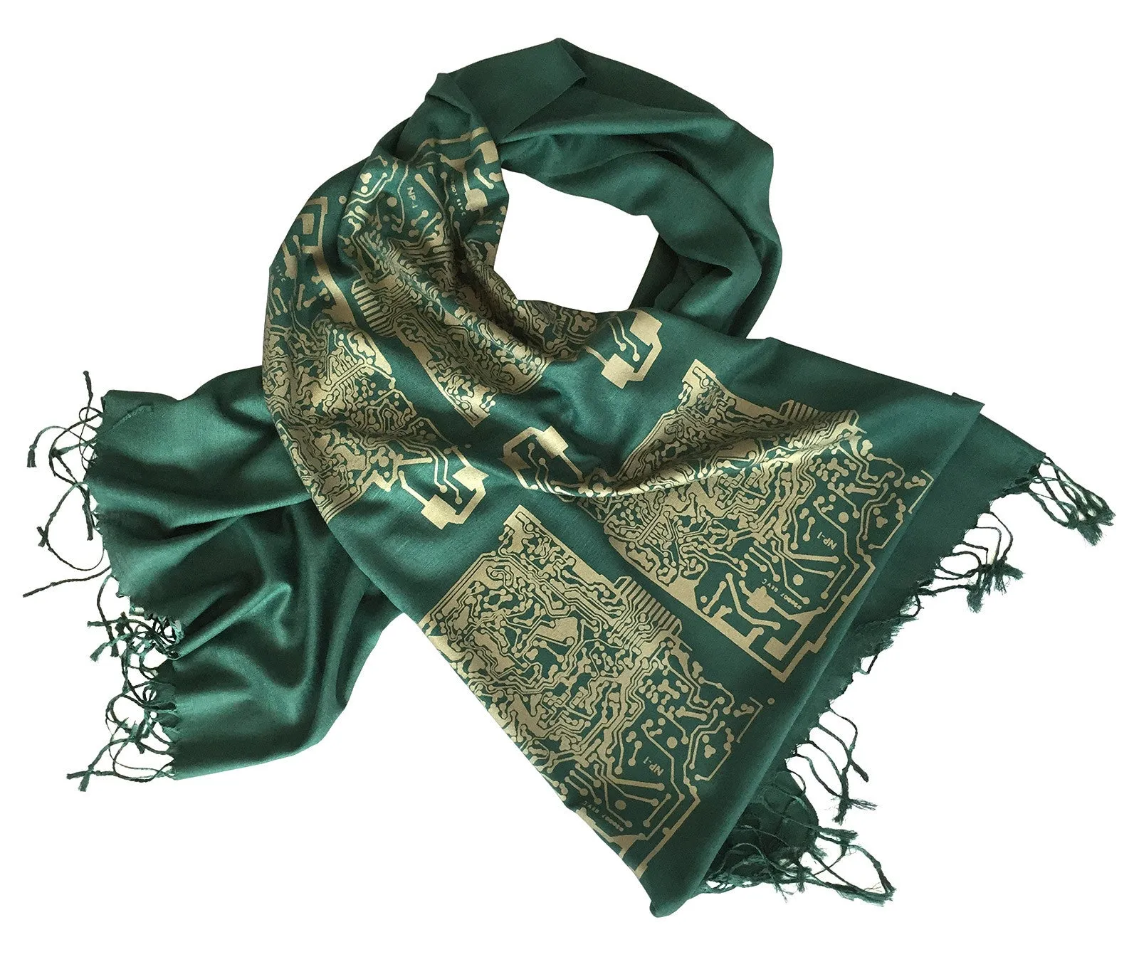 Circuit Board Scarf. Short Circuit linen-weave pashmina