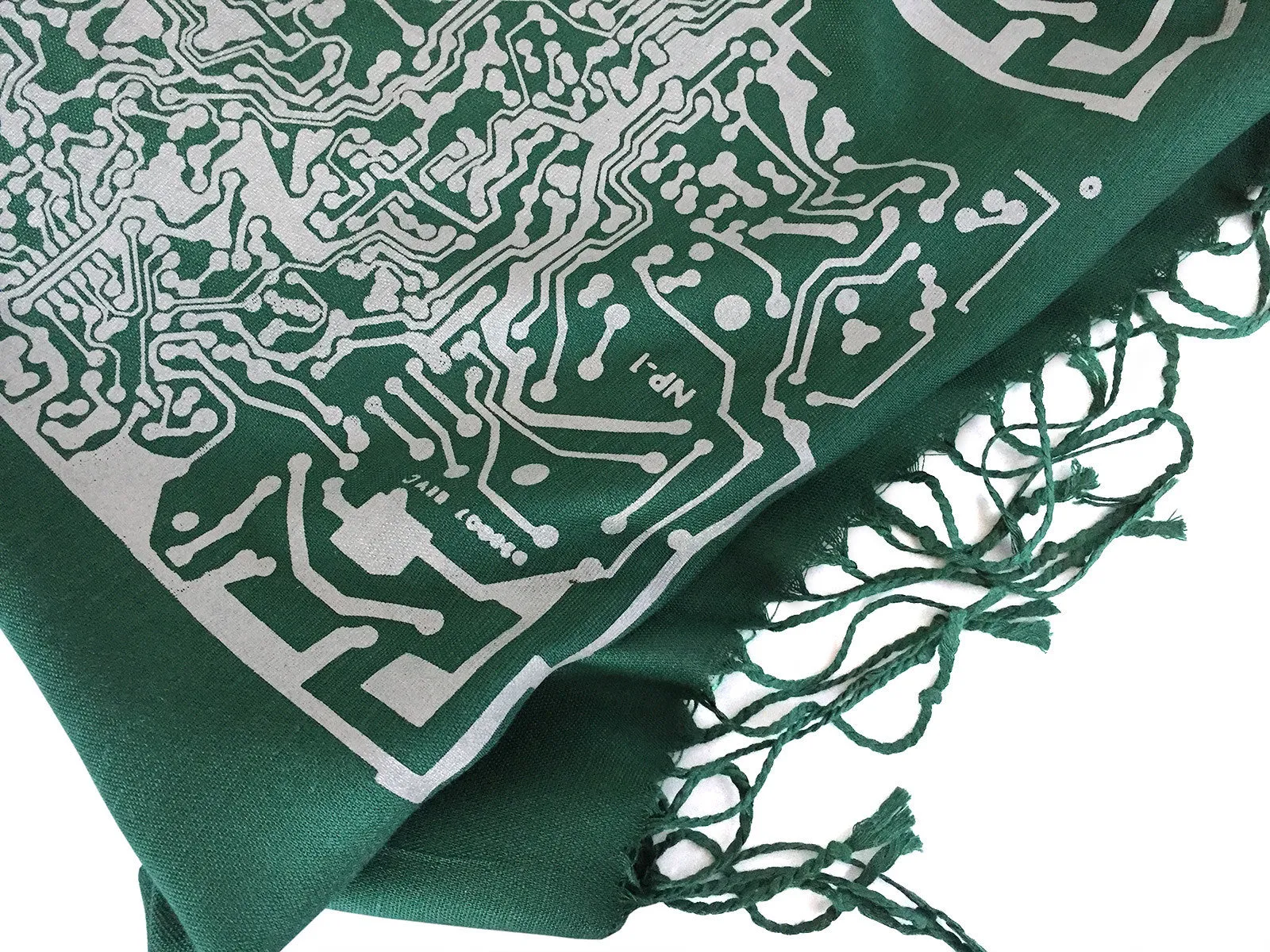 Circuit Board Scarf. Short Circuit linen-weave pashmina