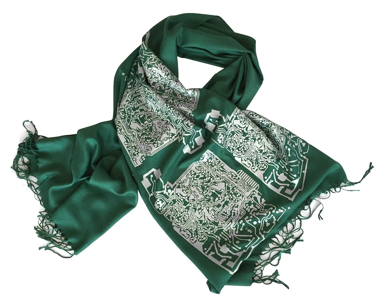 Circuit Board Scarf. Short Circuit linen-weave pashmina