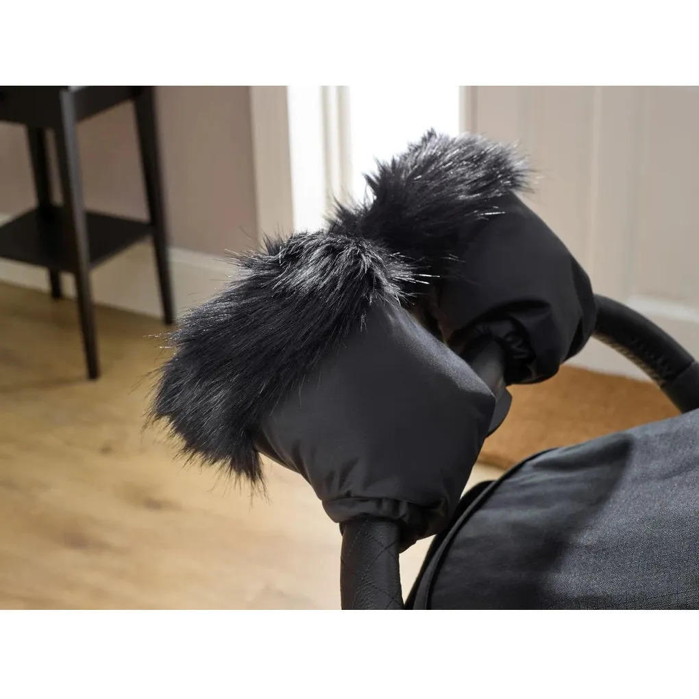 Clair De Lune Universal Pushchair/Pram Faux Fur Mittens (Black)