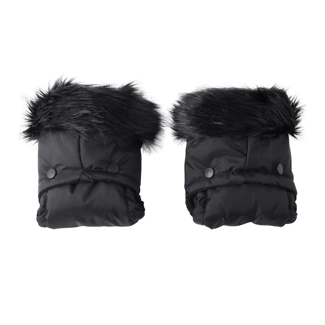 Clair De Lune Universal Pushchair/Pram Faux Fur Mittens (Black)