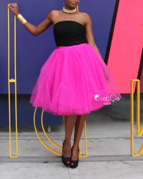 Clarisa Fuchsia Tulle Skirt - Midi